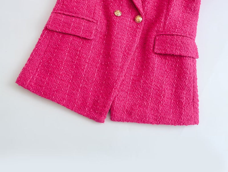 Blazer Feminino Tweed Rosa Pink